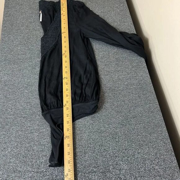 Free People Jezebel Bodysuit Small Thong LS Black Deep V Festival Concert‎ - Picture 15 of 15